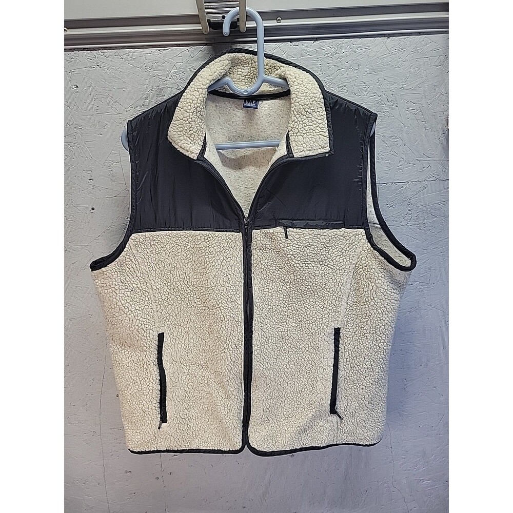 Vintage Gap Mens XL Distressed Color Block Sherpa‎ Full Zip Vest Jacket